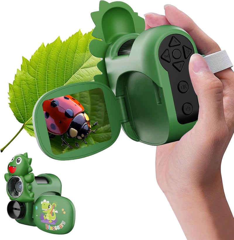 WSDMIC 1600X Handheld Microscope for Kids 2" IPS Screen Kit Mini Pocket Digital Microscopes STEM Science with Slides Photo Video Rechargeable Portable Scope Gift for Ages 6-12 (Green) - Image 1